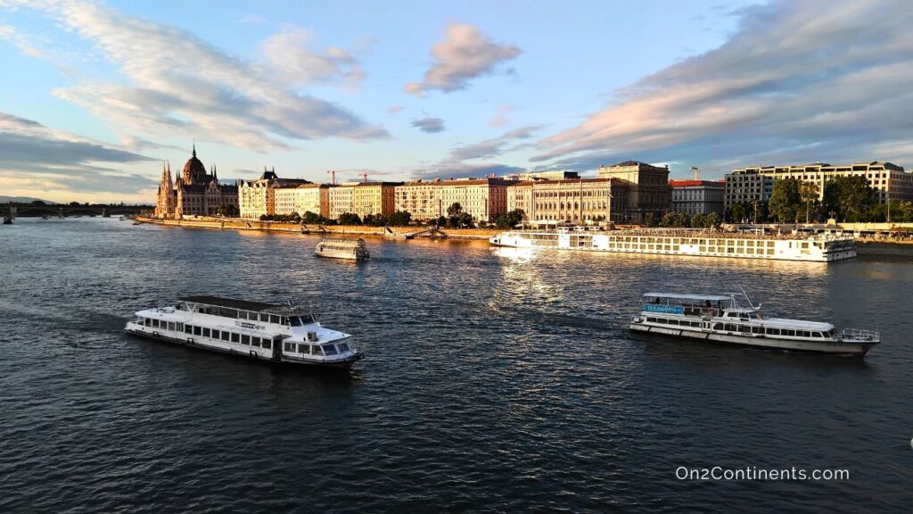 Danube River view from the Chain Bridge in Budapest