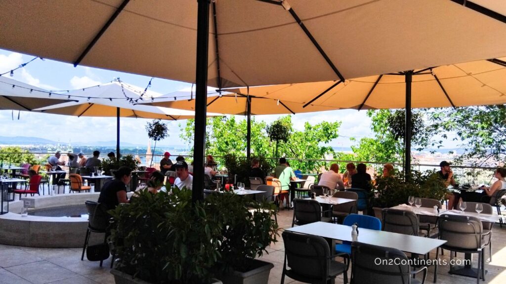 Aranybástya Restaurant terrace with lovely views of the city