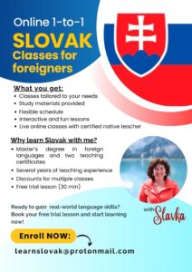 Private Slovak language lessons for foreigners with a certified native Slovak teacher