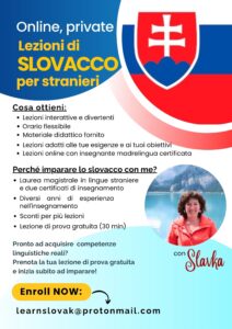 Lezioni di slovacco online con insegnante madrelingua certificata