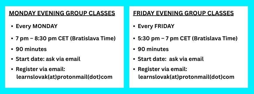 Slovak language for beginners online group classes with a native speaker